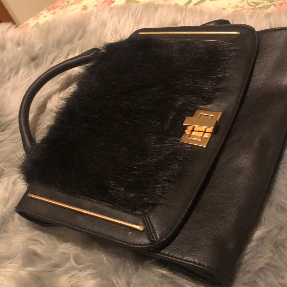 Black fur hand bag!